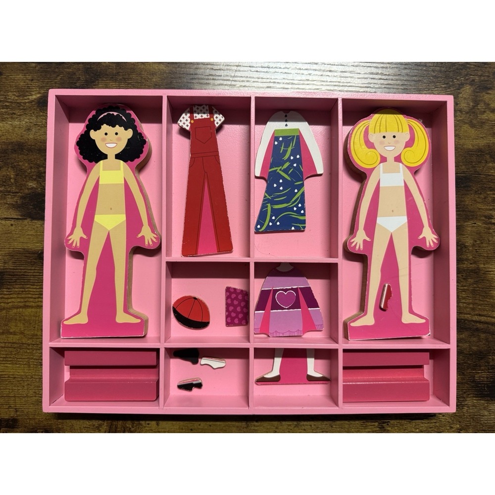 Melissa & Doug "Abby & Emma" Wooden Magnetic Dress-Up Dolls